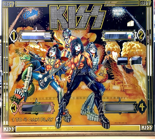 Vintage 1978 Bally KISS Pinball Arcade Machine Backglass eBay