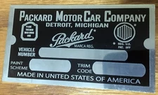 Packard Data Plate 1951 1952 1953 ID Identification Can make most any others
