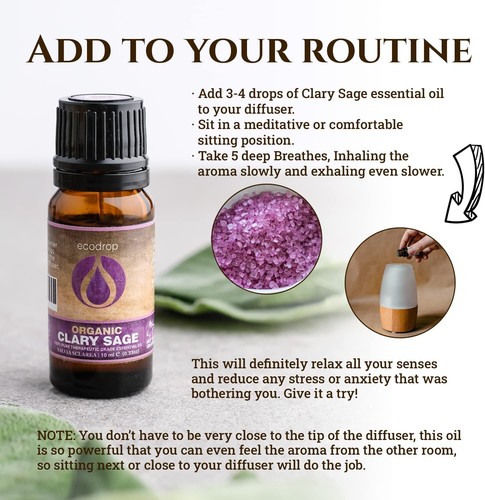 Clary Sage Essential Oil Pure Natural Certified Organic Aromatherapy DiffuserOil - Picture 5 of 7
