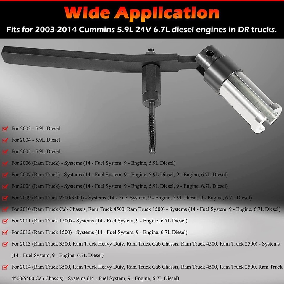 9010 Fuel Injector Remover Puller Install Tool For 5.9L 6.7L Cummins ...