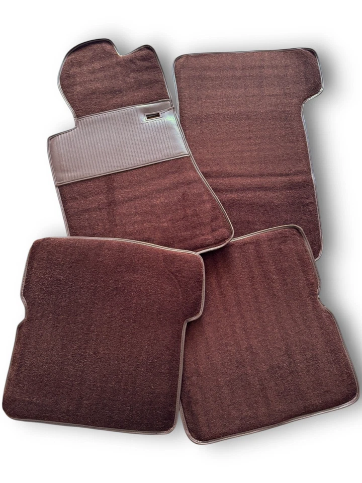 Conjunto de carpete tapete para Mercedes SL107 R107/W107 protetor de calcanhar de borracha marrom - Imagem 4 de 4