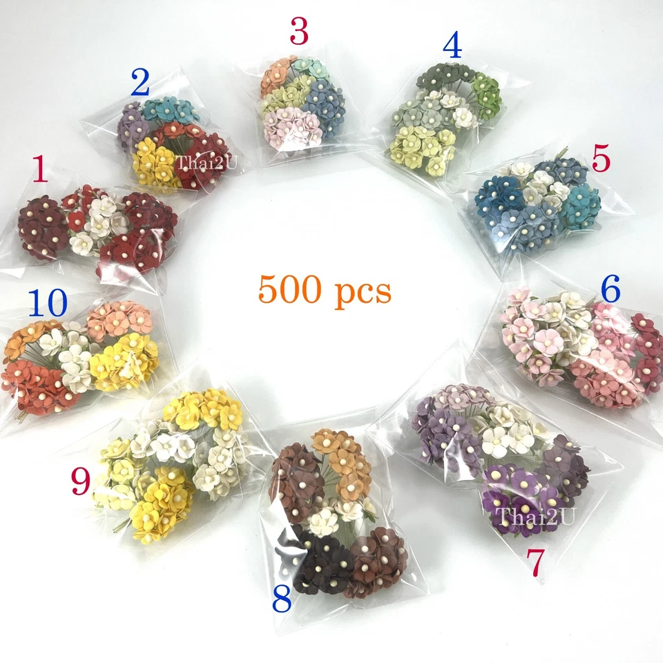 5/8" or 1.5cm - 500 Cottage MIXED 10 bags Paper Flower Craft Scrapbook (S10-A10) - Image 2 of 4