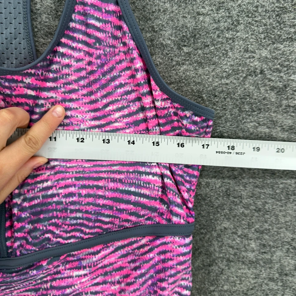 Camiseta Tankini Free Country Mujer 1X Plus Púrpura Rayas Push Up Cremallera Espalda Corredora Foto 3 de 4