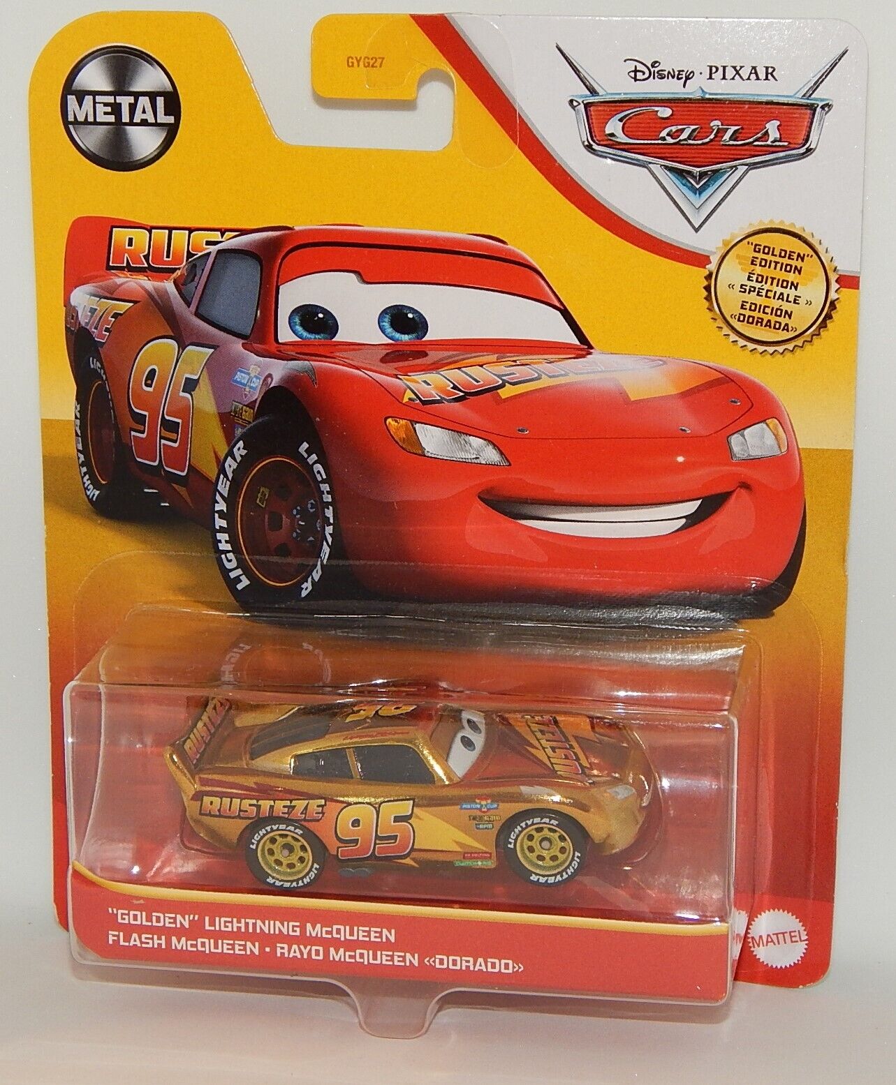 Disney Pixar The World of Cars Golden Lightning McQueen Golden Edition New  887961970890