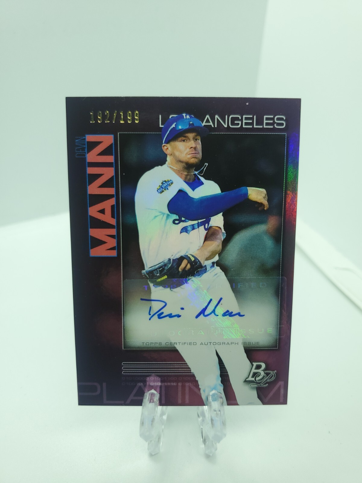 2020 Bowman Platinum Wal-Mart Top Prospects Purple /199 Devin Mann #TOP-81 Auto
