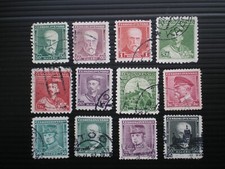 Czechoslovakia 1930-7 SG 302a/373 . 12 Stamps USED. CV£3.80
