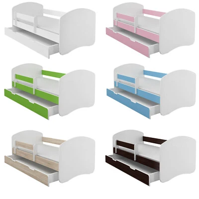 Jugendbett und Matratze mit einer Schublade Kinderbett Weiß ACMA