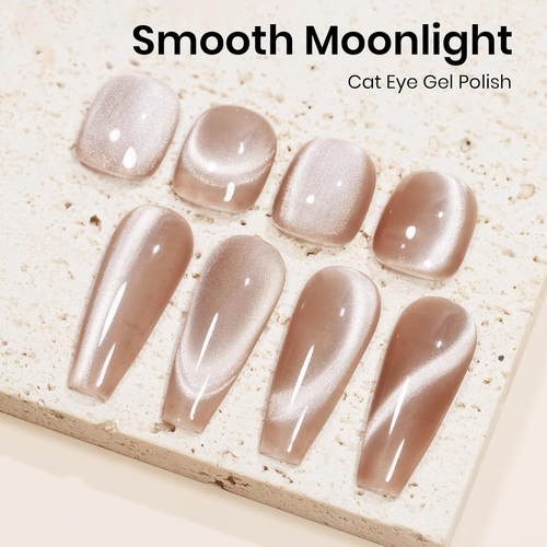 Cat Eye Magnetic Gel Nail Polish 12ml - Moonlight Champagne Glitter - Picture 2 of 12
