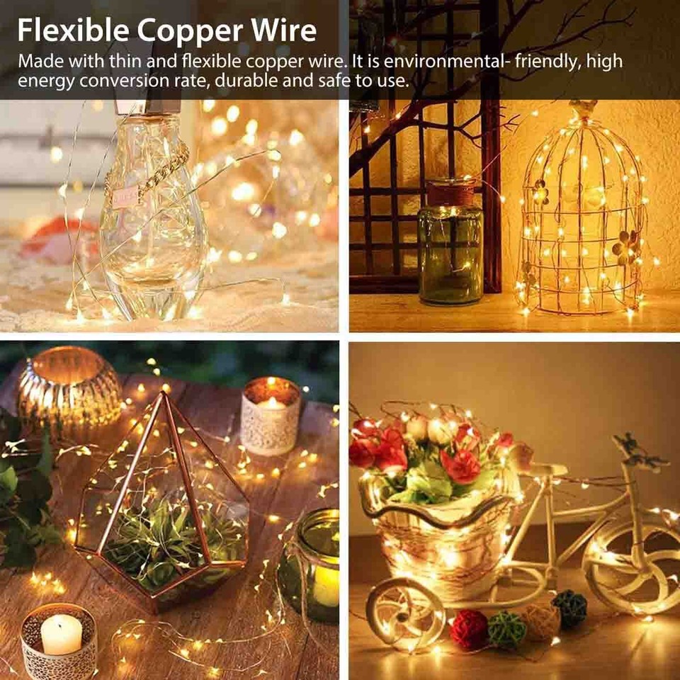 100 LED Solar Power String Fairy Lights Garden Outdoor Party Christmas ...