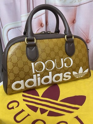 Gucci x Adidas Mini Duffle Bag GG Coated Canvas Brown beige SUPER