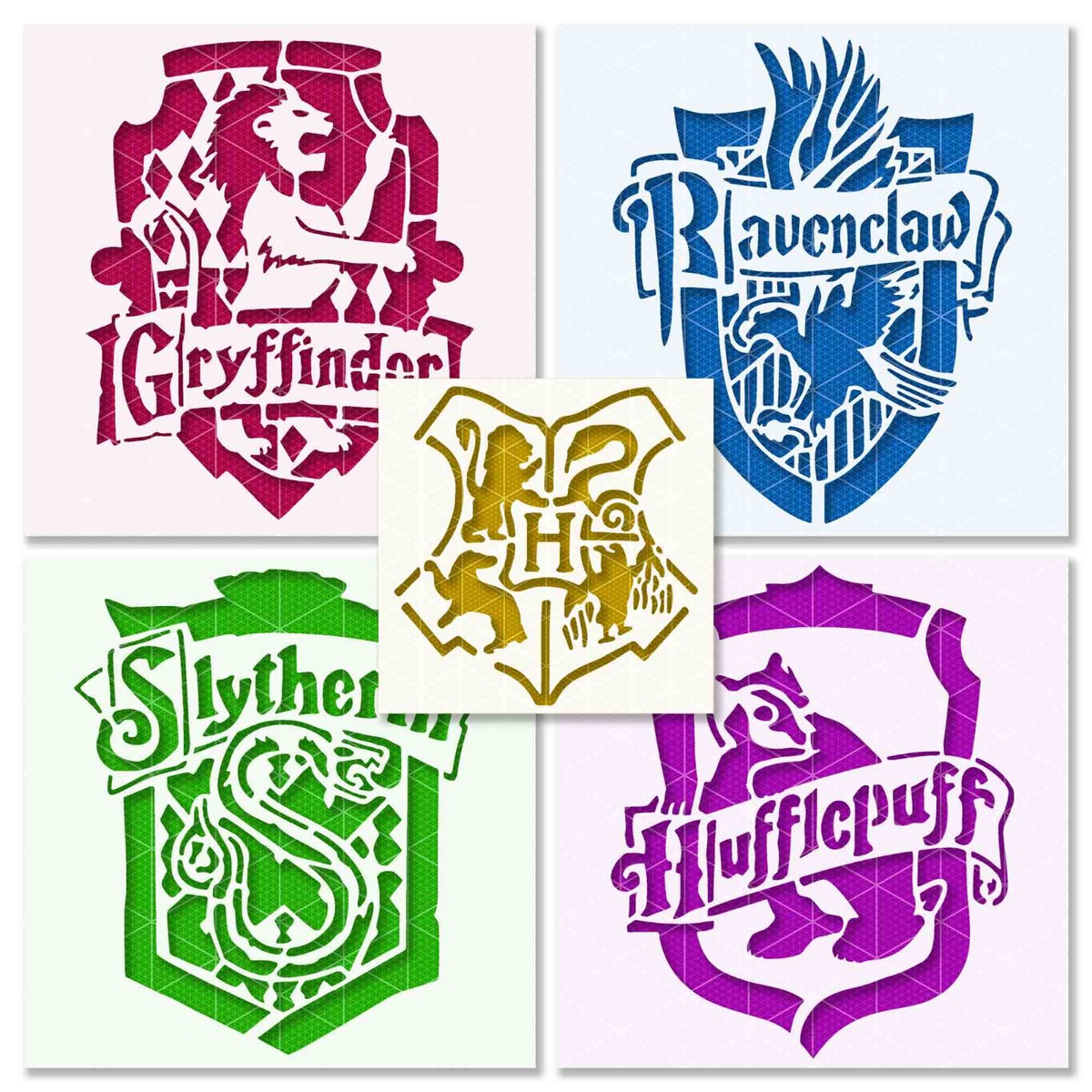Harry Potter Hogwarts 5 stencils - Gryffindor Ravenclaw Slytherin Hufflepuff | eBay harry-potter-hogwarts-5-stencils-gryffindor-ravenclaw-slytherin-hufflepuff-ebay