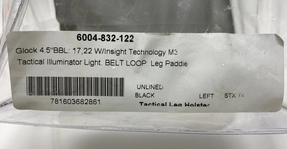 Safariland 6004 SLS Leg Rig Holster LH STX Black GLOCK 17 22 + LIGHT - LEFT HAND - Image 2 of 4