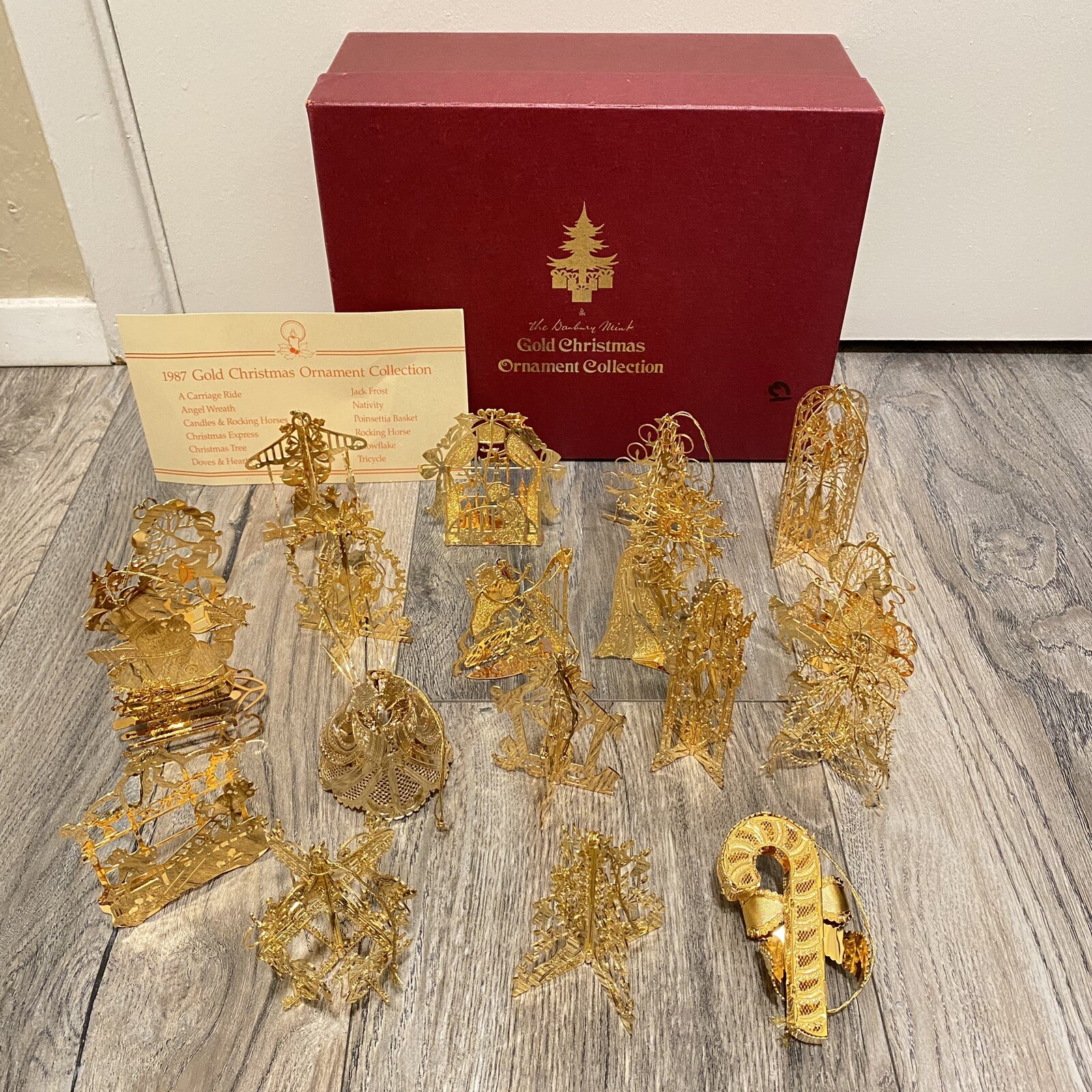 The Danbury Mint Gold Christmas Ornaments Lot Of 18 w/ Box eBay