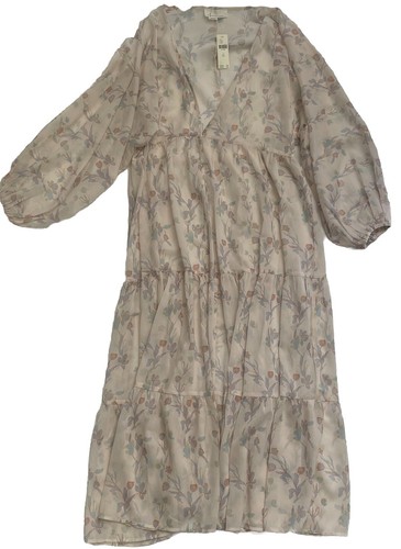 Anthropologie Kimono Duster Women Pink Sheer Floral Tiered Fairy Cottage NWT O/S - Picture 8 of 22