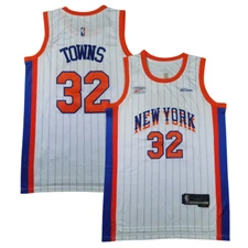 MEN Knicks Karl Anthony Towns #32 City Blue,White  Embroidered Jersey 