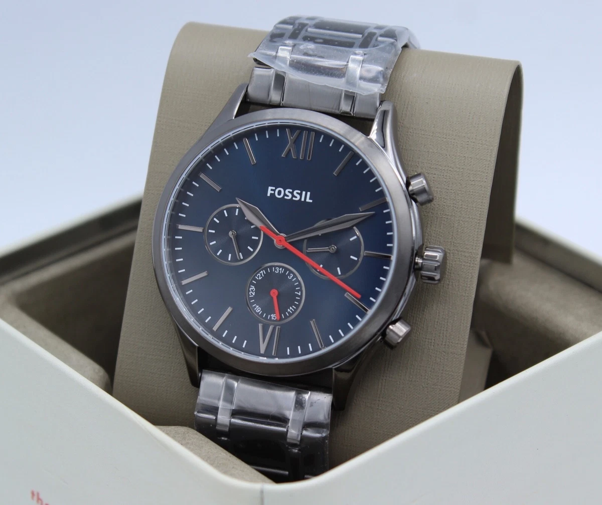 NEW AUTHENTIC FOSSIL FENMORE MIDSIZE CHRONOGRAPH BLUE GRAY BQ2762 MEN'S WATCH