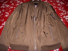 Jacket Men Flight Calvin Klein Collar Bomber NEW Brown Zip Up  Size Large