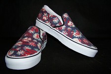 VANS Classic Slip-On Vans Crew Women's Skate Shoes Red/Floral NWOB SWEET