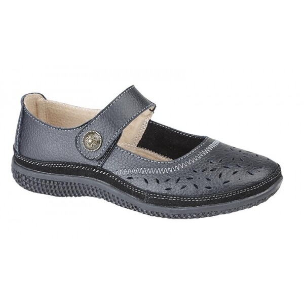 Boulevard ELEANOR Ladies Womens Smooth Leather Wide Fit Mary Jane Shoes Black Boulevard ELEANOR Ladies Womens Smooth Leather Wide Fit Mary Jane Shoes Black