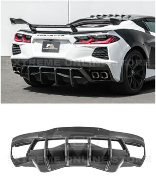 For 20-Up Corvette C8 Performance CARBON FIBER Rear Bumper Diffuser Quad Exit