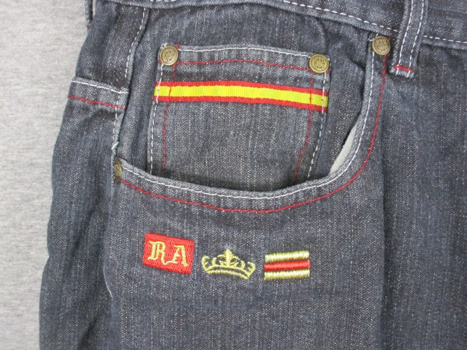 Vintage Y2K Red Ape Baggy Jeans 36 Dark Grey Embroidered Grunge Hip Hop RARE - Image 3 of 4