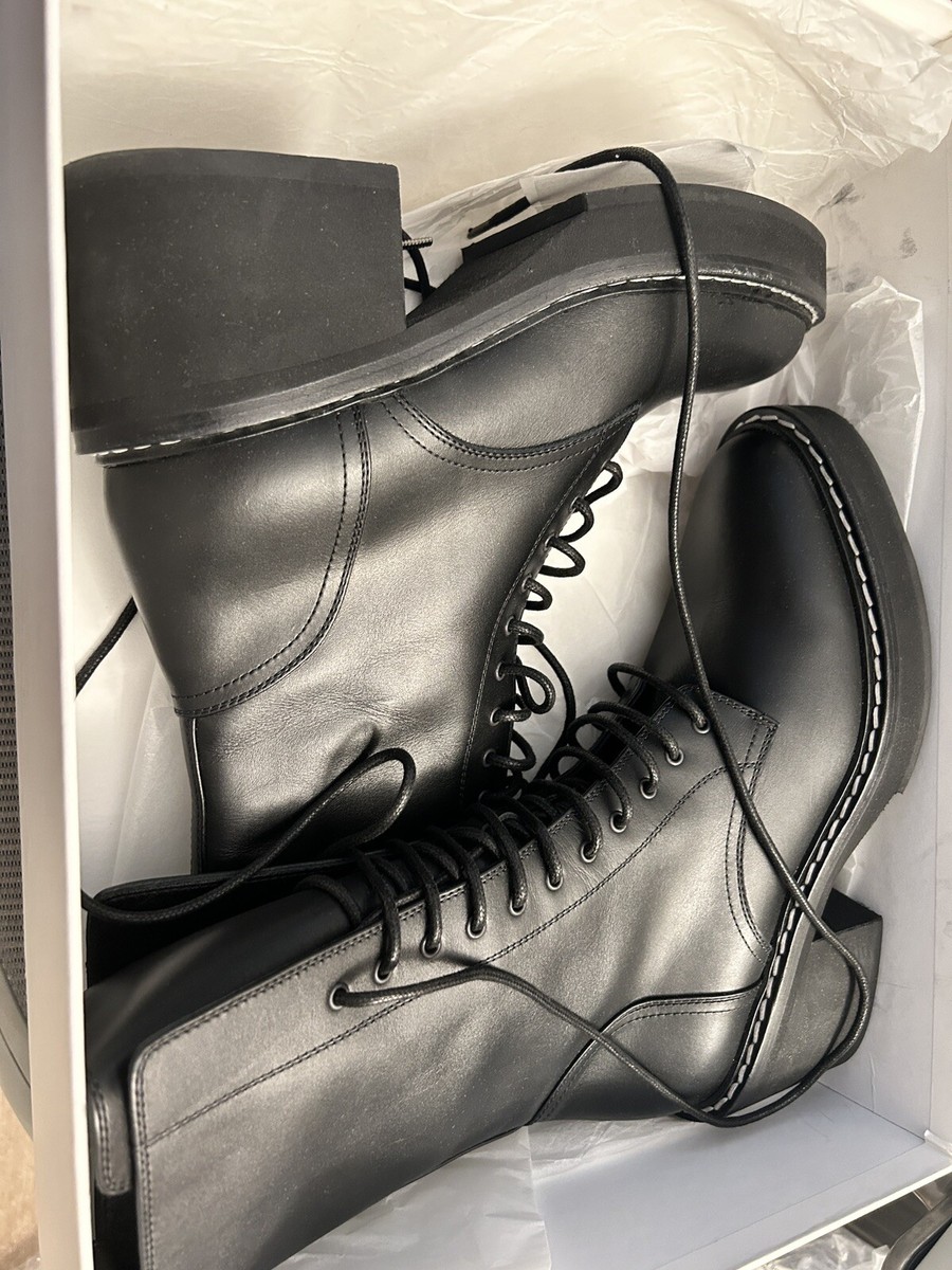 Khaite cody combat lace up leather ankle boots black size 40