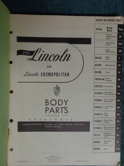 Lincoln catalog parts