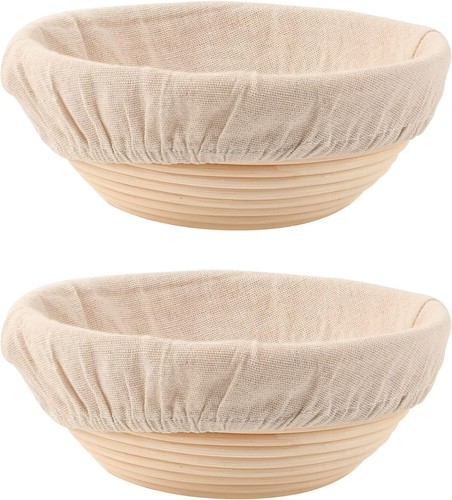 DOYOLLA Lot 2 Bread Proofing Baskets 8.5" Round Dough Proofing Bowls w/Liners - 第 1/7 張圖片