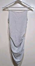 Shein Petite Silver Ribbed Bodycon Mini Dress Size XS Strappy Dress Ruched Sides
