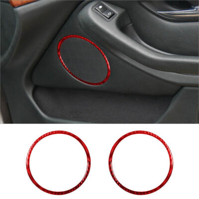 For BMW 5 Series E39 M5 Red Carbon Fiber Interior Front Door Speaker Cover Trim