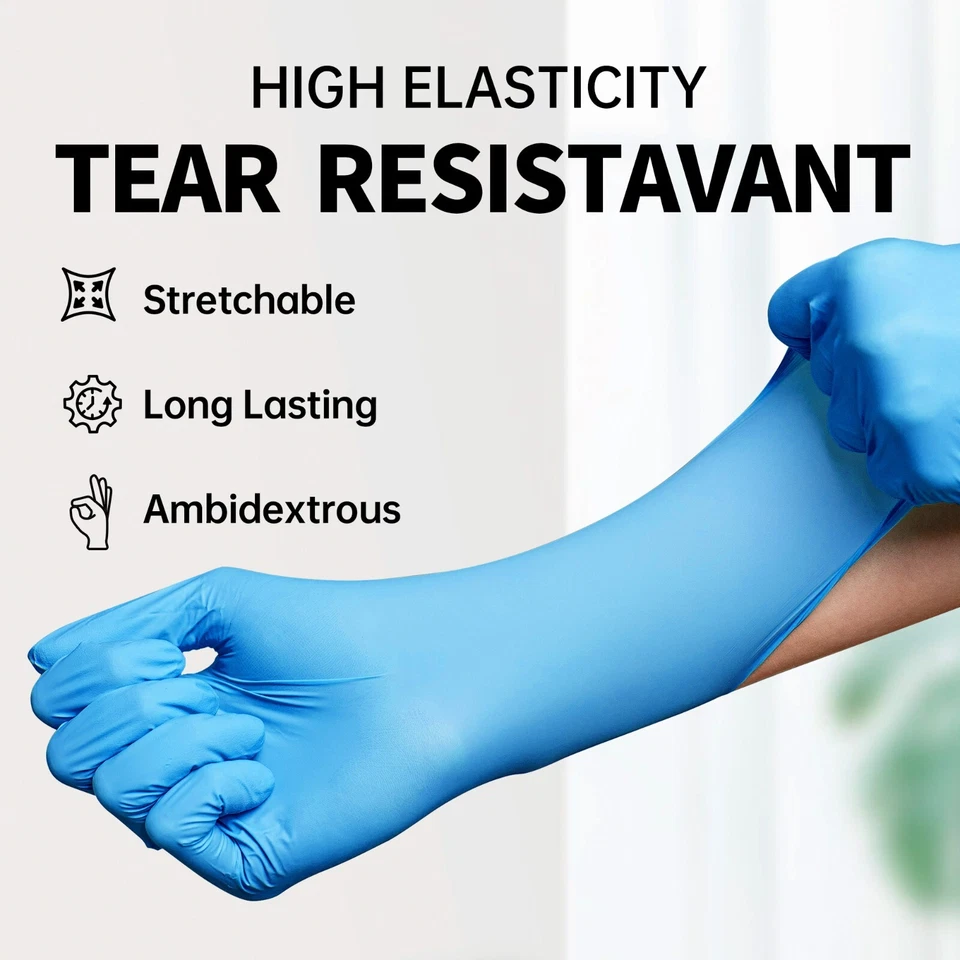 Luvas médicas de nitrilo azul sem pó sem látex luva descartável grau alimentício - Imagem 2 de 4