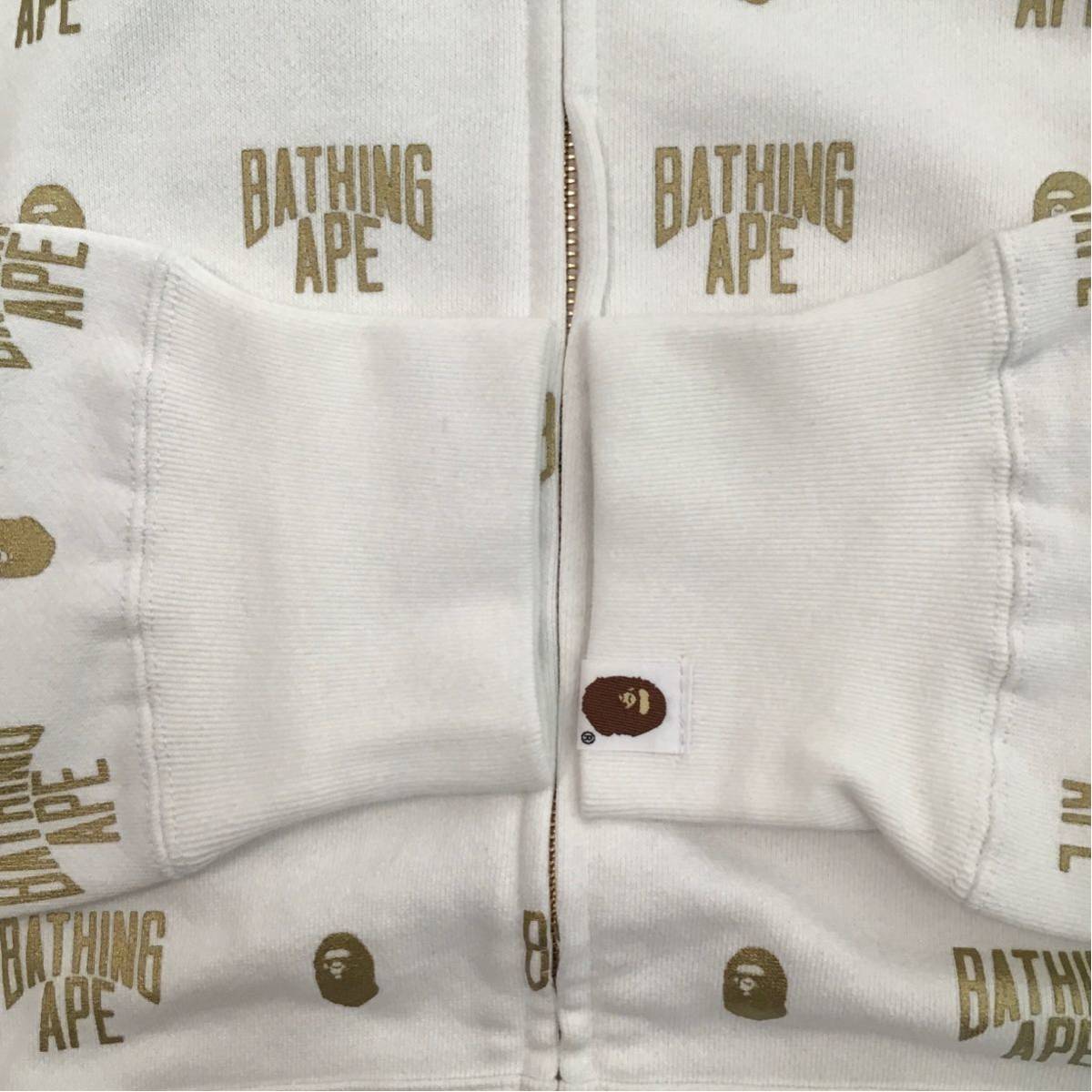 BAPE Monogram BAPE logo full zip hoodie White x Gold A Bathing Ape