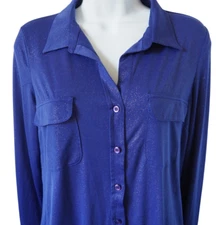Attention Women's Long Sleeve Purple Glistening Blouse Size Small