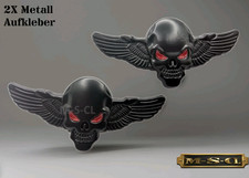 2X 3D Metall Totenkopf Flügel skull Sticker Emblem Aufkleber Auto KFZ Motorrad