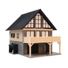 House Model with Balcony Two-Story Scale Model House European-Style for Diorama