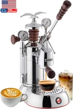 Esperto Abile 16-Cup Lever Espresso Machine Chrome Finish with Custom Rosewood