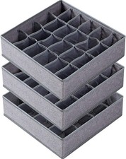 3 Pack Sock Underwear Drawer Organizer Dividers 64 Cell Fabric Foldable Dresser