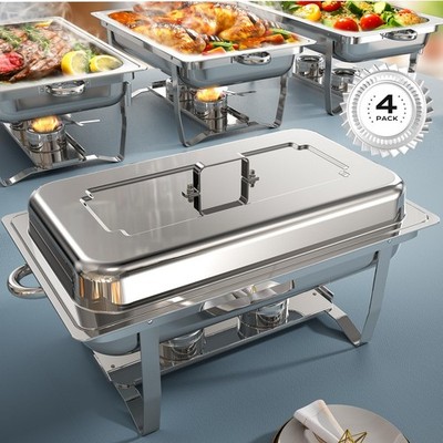 Chafing Dishes for Buffet 4 Pack, [Ultrasonic Mirror Polishing] Chafing Dish ...
