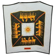 Vintage Gant Gaither Horses of Saint Mark Silk Scarf Gold Red Decorative Art