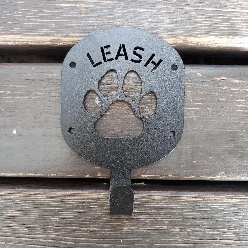 Gancho de parede, gancho de coleira feito à mão, gancho preto para cachorro. - Imagem 3 de 4