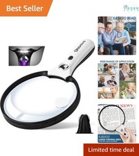 Lighted Magnifying Glass 45X 20X 10X Large for Reading Jewelry Inspection