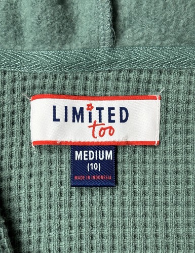 ๐ Girls LIMITED TOO 1/4 Zip Waffle Knit Cropped Hoodie ๐ Green Size M (10) Coz - Picture 5 of 7
