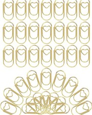 100 Pack Gold Love Heart Shaped Paper Clips, 0.8inch Small Paper Clips for Fu...