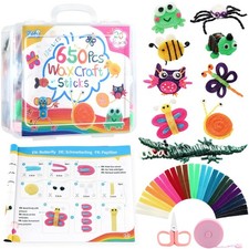 650 Pcs 13 Colors Wax Craft Sticks, 6 Inches Bendable Wax Sticks with Storage...