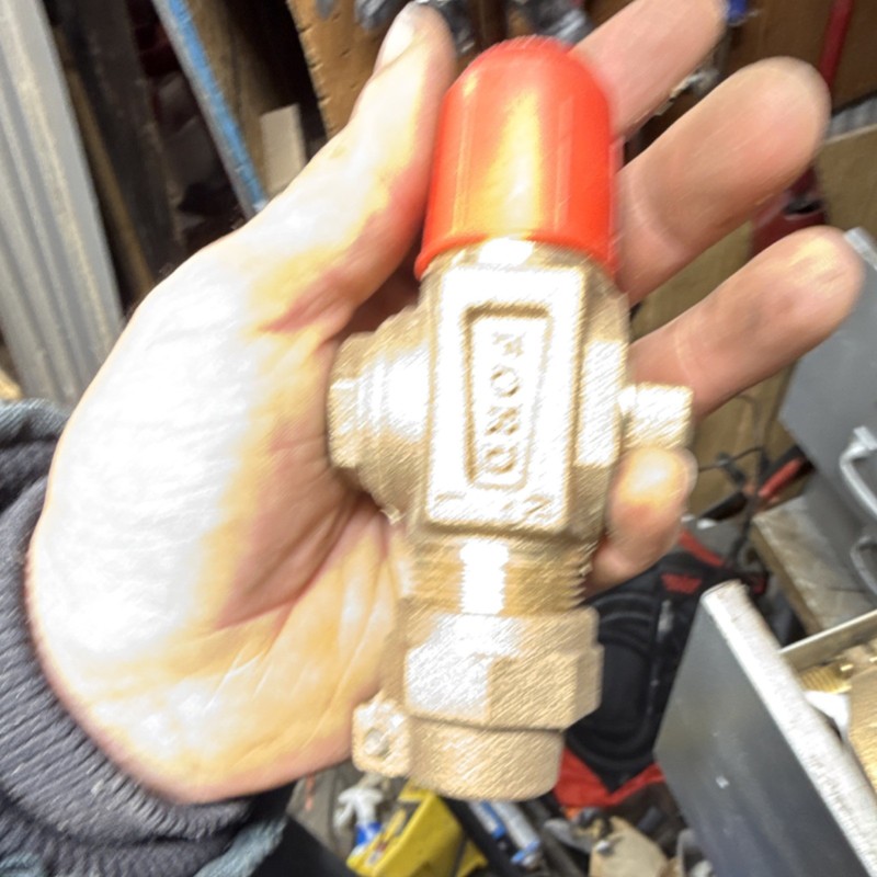 Ford 3/4 Pressure Relief Valve, Brass, Red Cap, Manual Test Lever for Boiler