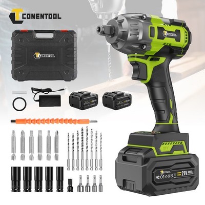 CONENTOOL 21V Bürstenloser Schlagschrauber 520Nm 1/2'' + 2x 4000mAh Akkus   NEU