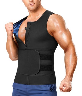Sauna Suit Men 2 In 1 Waist Trainer Shirt Sweat Band Stomach Body Shaper