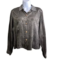 Vintage Citron Women’s Jacquard Blouse Estimated Size L/XL Boho Art To Wear