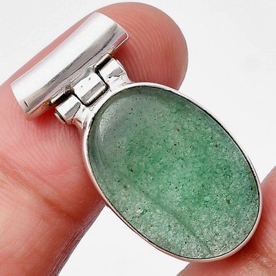 Natürlicher grüner Aventurin 925 Sterling Silber Anhänger Schmuck P-1621