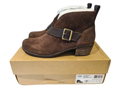 UGG Australia braune Wildleder Stiefeletten Wright Gürtel UK 5,5 EU 38 neu mit Karton
